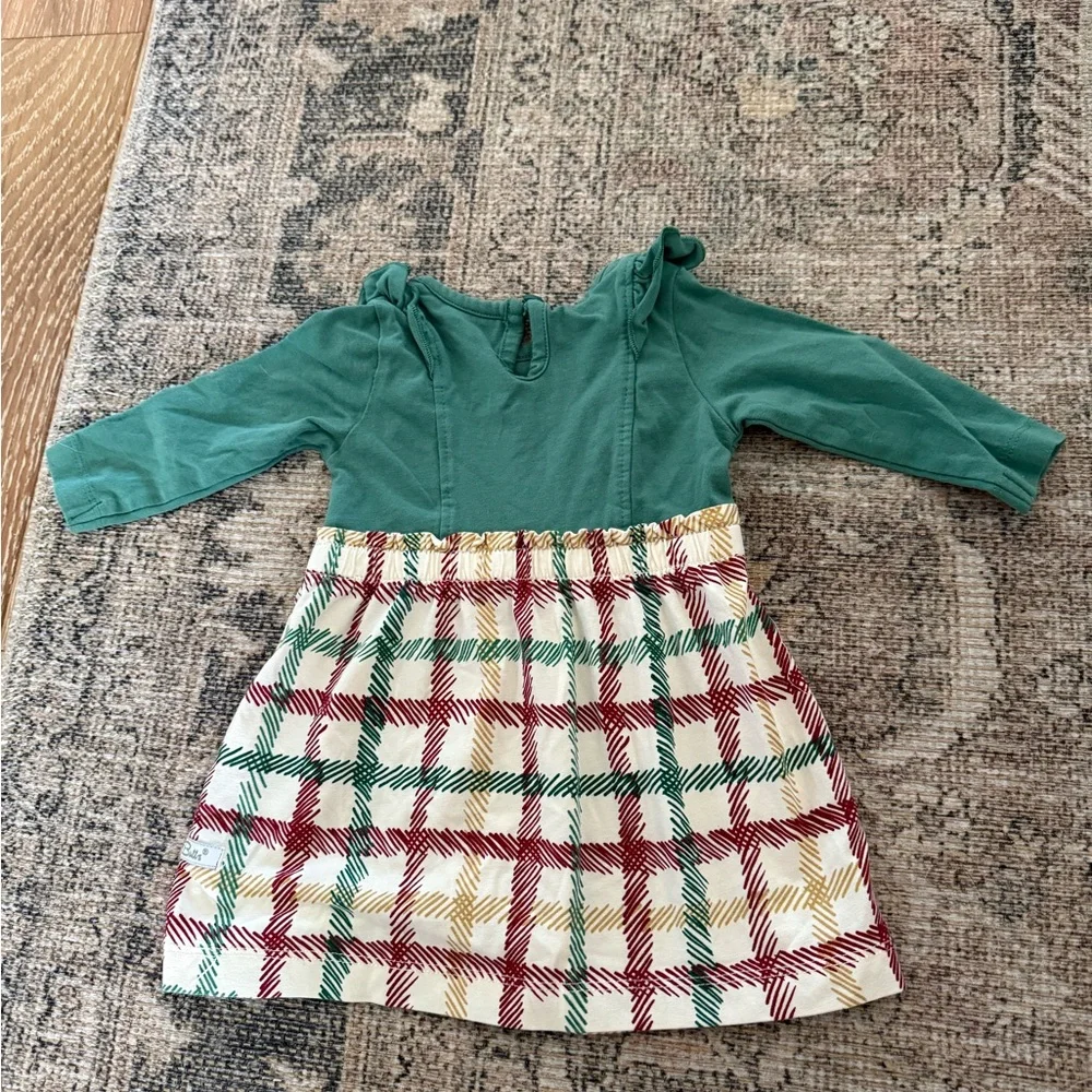 RUFFLEBUTTS baby Girl's Spruce & Tinsel Plaid Dress - Picture 4 of 7